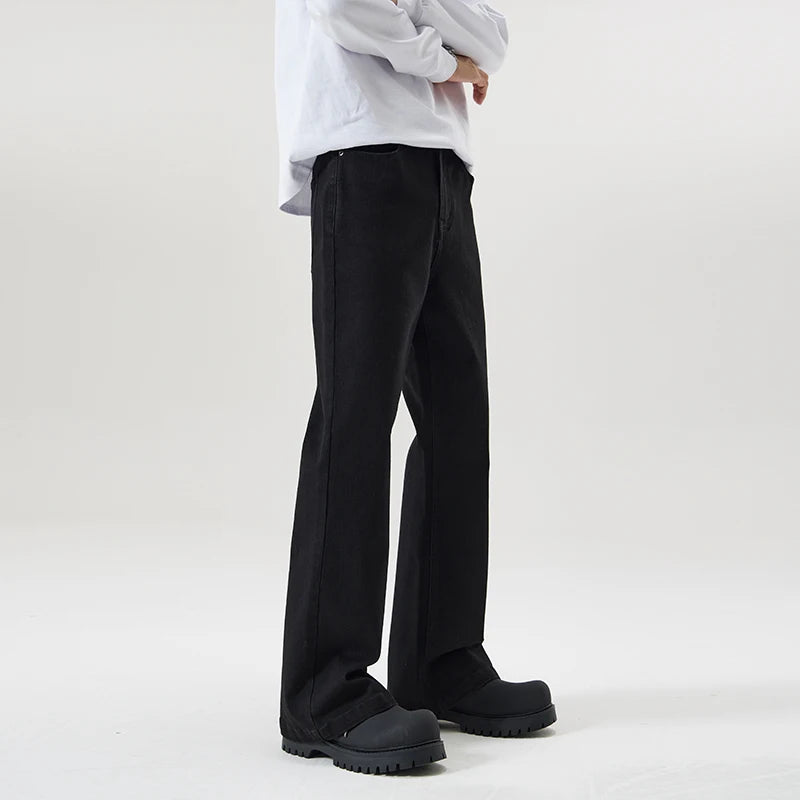 men black elastic denim micro flared jeans pants streetwear fashion cleanfit hip hop punk slim fit jeans y2k pants trouser unique jeans style 1809