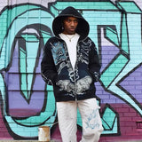 vaporwave chrome print featuring hip hop hoodie sweatshirt streetwear men vintage cartoon band printed cotton hooded 2023 winter harajuku pullover hoodie black