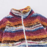 Trapwear Streetwear – Mens Casual Striped Fleece Jackets Coats New Hairy Stand – Streetwear Fashion for Men & Women