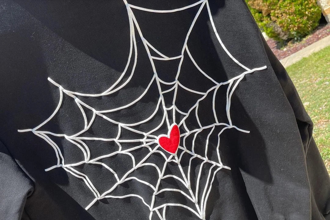 Y2K Vintage Women Clothes Hoodies Spiderweb Sweatshirt Printed Dark
