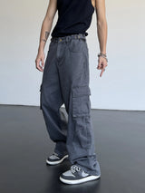 hip hip cargo pants harajuku adjustable waist with side pockets joggers streetwear unisex casual loose straight baggy trousers unique joggers style 992