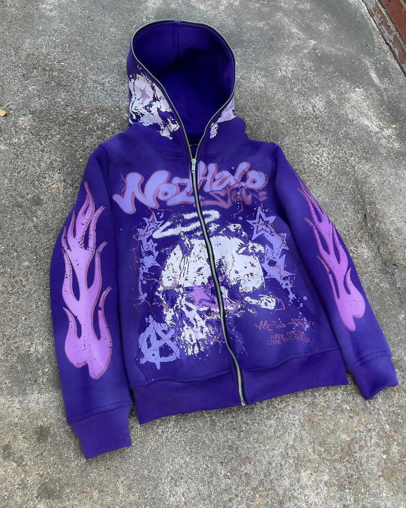 Cyberpunk Shirt – Harajuku Skull Print Hoodies Women Graphic Y2K Top Oversized – Streetwear Fashion for Men & Women