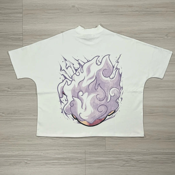manga glitch shirt with comic layout and pastel drip overlay