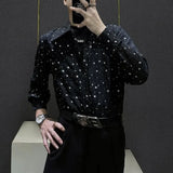 Mens Shirts Night Sky Print Shirts Summer Streetwear Light Breathable Campus Performance Long Sleeve Tops Men'S Clothing 2024