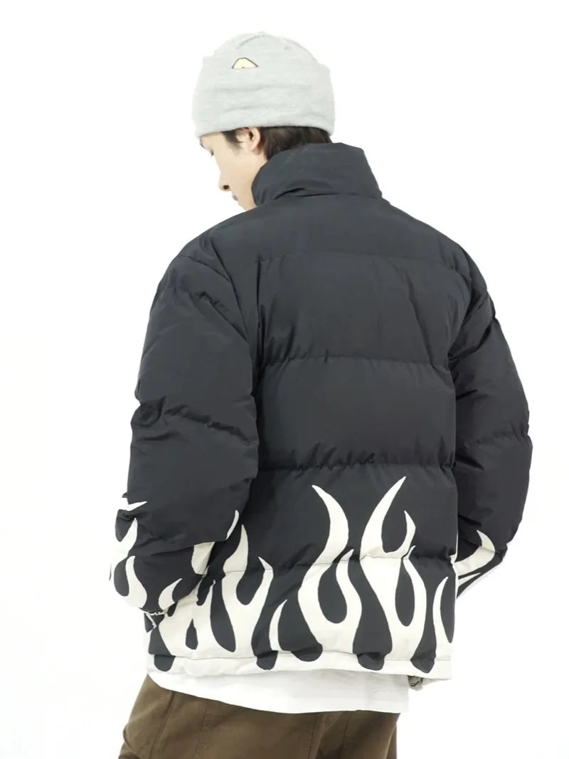 hip hop fire printed jacket parka streetwear mens windbreaker harajuku new cotton padded zipper coat outerwear hipster sky bl - variant style 1c61e6 for streetwear fashion