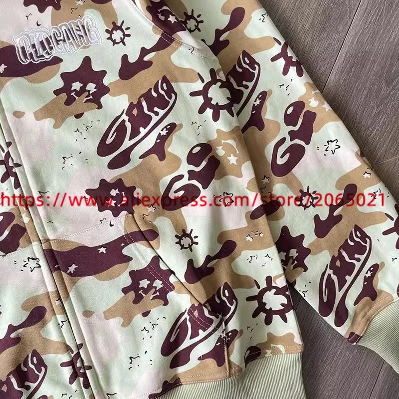 Towel Embroidered Cartoon Camouflage Glo Gang The Glory Full Zip Hoodi