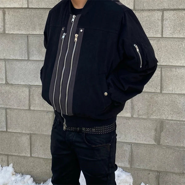 Undermycar 2023 Deconstructed Multi Zipper Autumn/Winter Flight Jacket black streetwear jacket fashion photo stylish outerwea - variant style 7aee7e for streetwear fashion