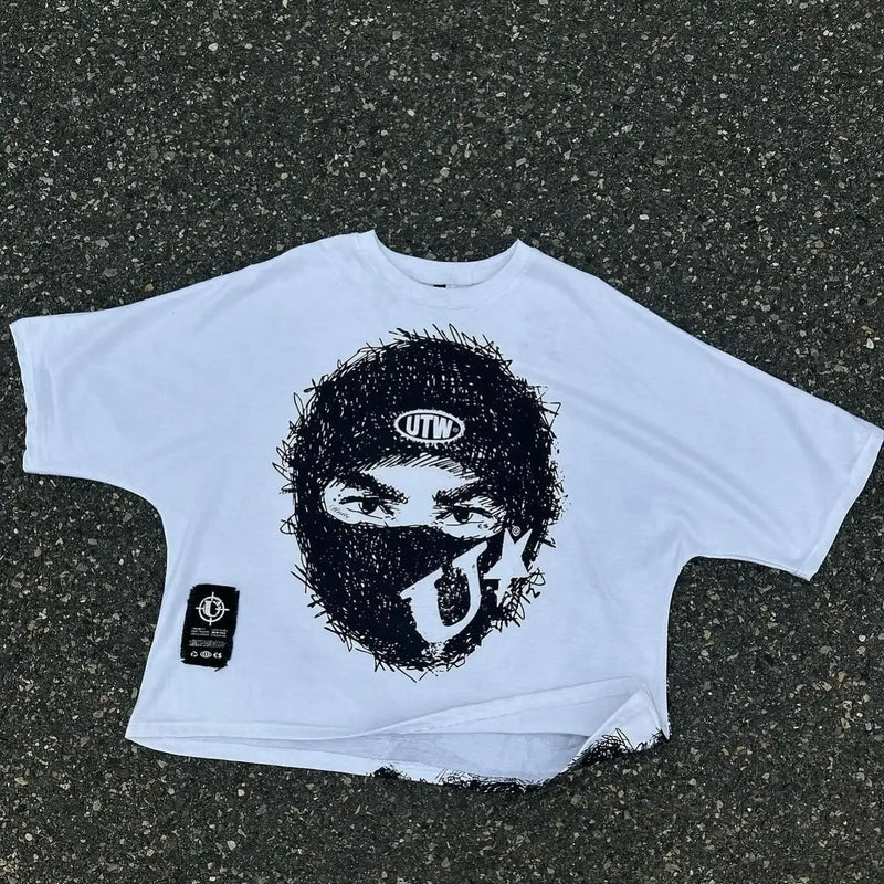 Y2K Manga Panel T-Shirt – Cry Scene Blur with Pastel Drip