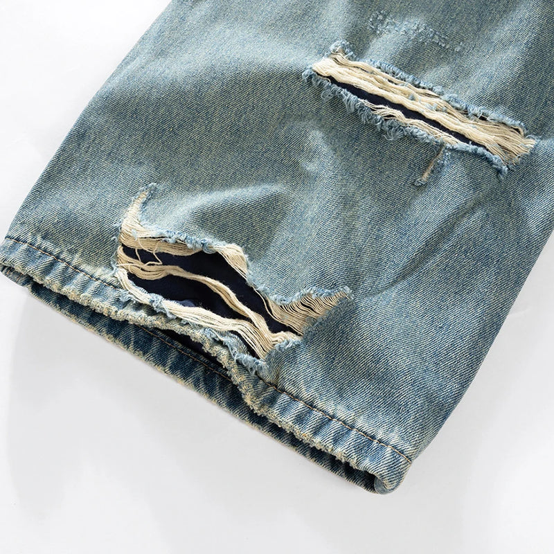 vintage men baggy jeans distressed ripped denim pants male luxury designer jeans trousers unique jeans style 1403
