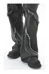 2023 european and american mens jeans new products personality trend hip hop fringed loose wide leg denim trousers unique jeans style 717