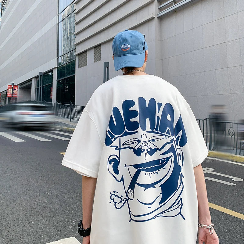 Cyberpunk Graphic tee – Harajuku Oversized High Street T Shirt Short Sleeve Man T Sh