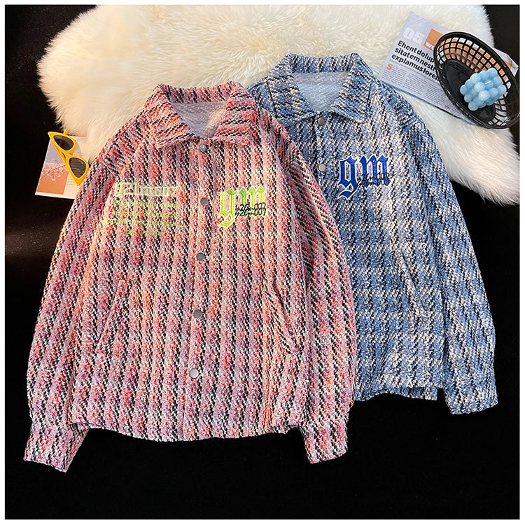 graphic streetwear 7f0c27 material urban hip hop oversized casual american-retro-plaid-jacket-korean-trend-couple-jackets-embroidery-design-unisex-outerwear-loose-plus-size-mens-coat print fit unisex essential premium wear style image fashion quality everyday style high design - streetwear design ID e7624