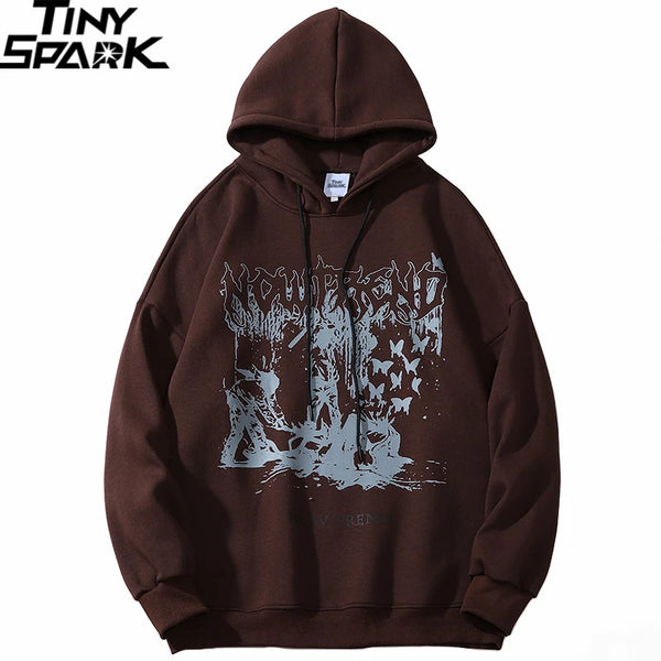 Streetwear Sweatshirt Hip Hop Hoodie Butterfly Print Hooded Pullover 2