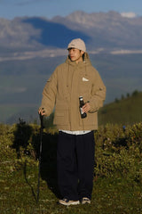 Outdoor Multi Pocket Thicken Man Jacket Winter Retro Warm Camping Cotton-padded Clothes Casual Print Loose Hooded Fashion Coat