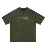 Original Letter Embroidery O Neck Suede Summer Tshirts for Men and Women Short Sleeve Streetwear Casual Oversized Top Tees