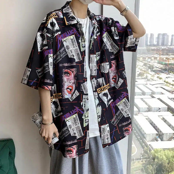 2023 Summer New Light Luxury Fashion Shirt Men Loose Casual Short-sleeved Shirt All-match Boutique Clothing Simple Style
