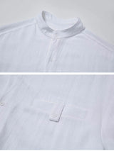 Men Loose Casual Streetwear Fashion Stand Collar Long Sleeve Black White Oversize Shirt Couple Plus Size Shirts Blouses