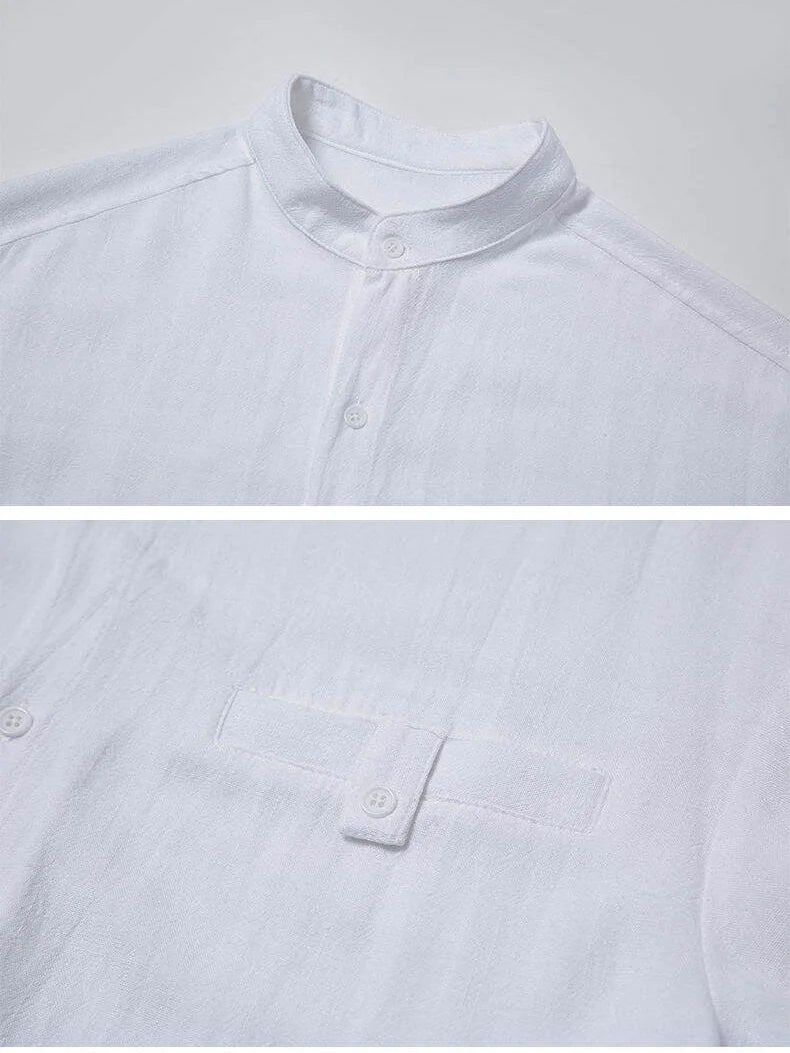 Men Loose Casual Streetwear Fashion Stand Collar Long Sleeve Black White Oversize Shirt Couple Plus Size Shirts Blouses