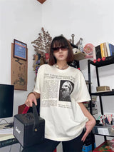 Skatercore Aesthetic print tee – Vintage Band Cobain Portrait Print Heavyweight Short Sleeve