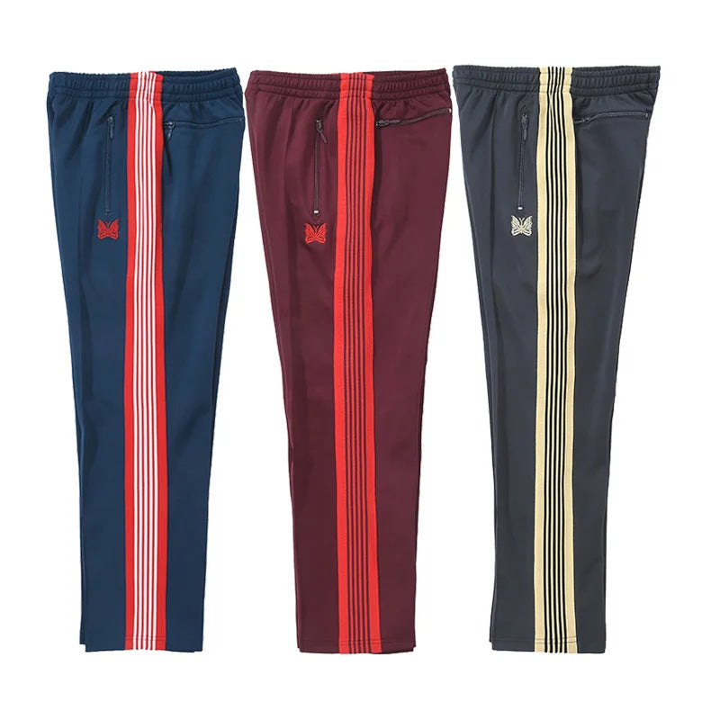 blue pattern embroidery casual motion pants men woman fashion street side edge weaving straight cylinder trousers unique default style 4720