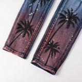high street printed ripped holes denim jeans mens casual slim fit biker zipper trousers streetwear hip hop jean pants joggers unique joggers style 3464
