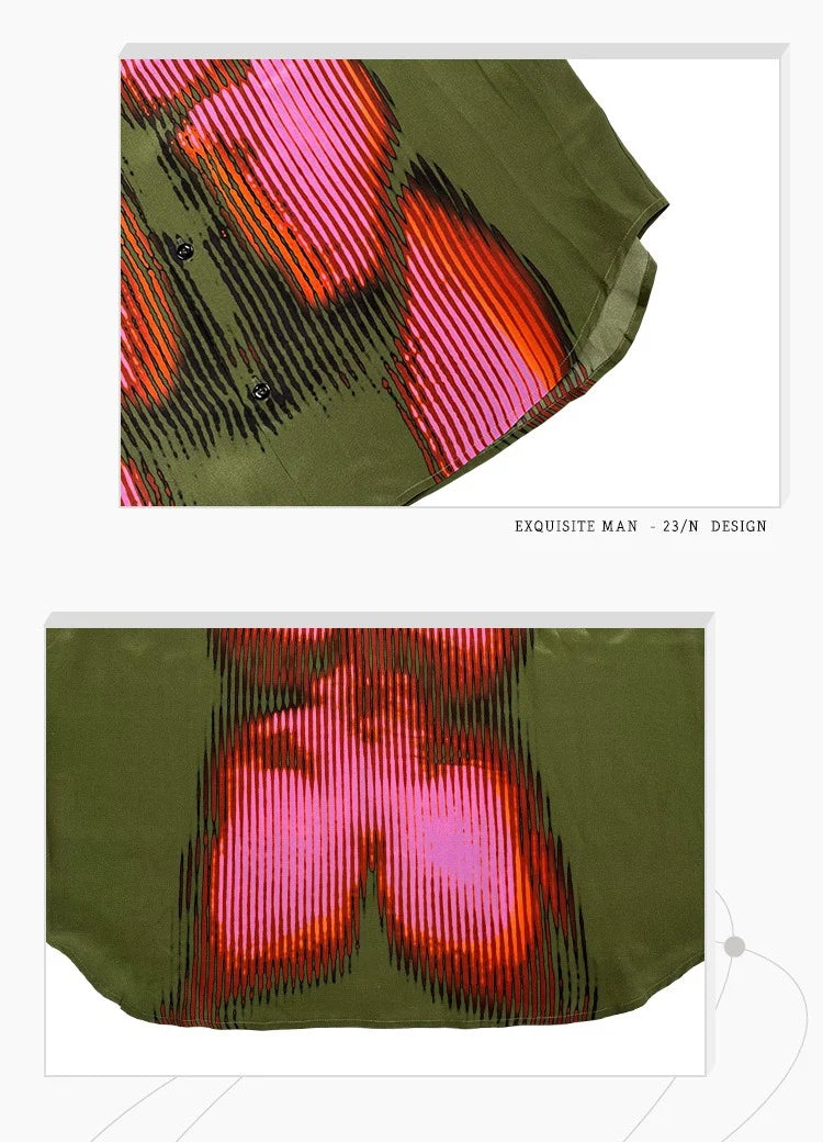 New 2024 Men Striped Gradient Human Body Fashion Cotton Casual Shirts Shirt High Pocket Long-sleeves Size S M L XL#741