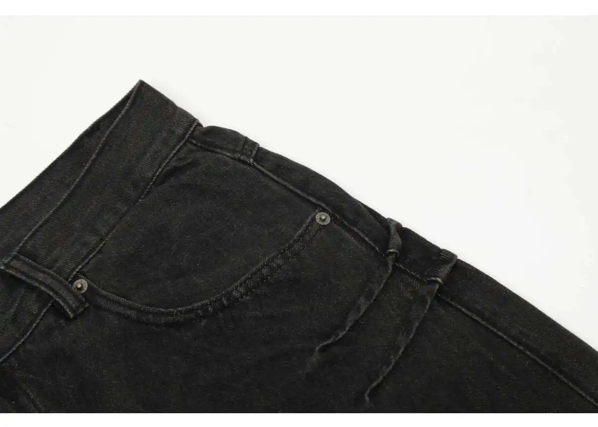 hip hop american trend retro straight leg washed denim jeans spring and autumn high street couple loose wide leg casual pants unique jeans style 621