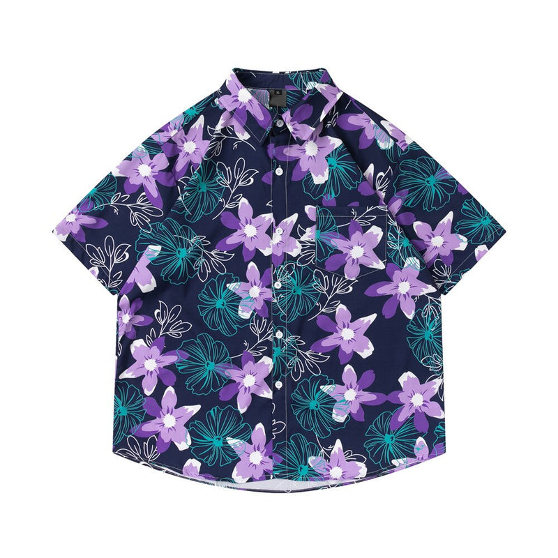 "Purple Beach Flowers" Unisex Men Women Streetwear Graphic Shirt Daulet Apparel