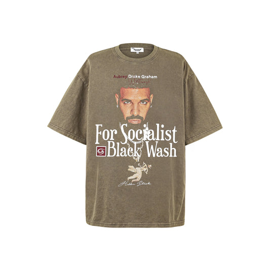 gothic oversized shirt featuring vintage 24ss retro drake portrait print cotton high street washed hip pop short sleeve quality tops t shirts for summer