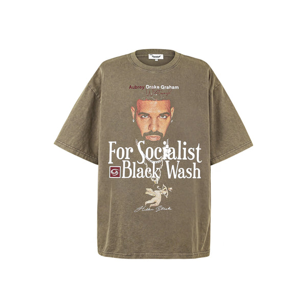 gothic oversized shirt featuring vintage 24ss retro drake portrait print cotton high street washed hip pop short sleeve quality tops t shirts for summer