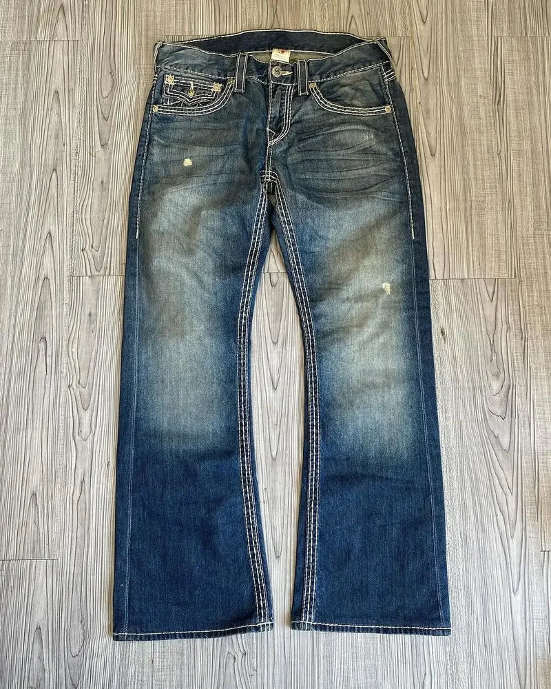 retro gothic y2k style straight leg jeans women harajuku embroidered casual street denim pants fashion new high waist trouser unique jeans style 3131