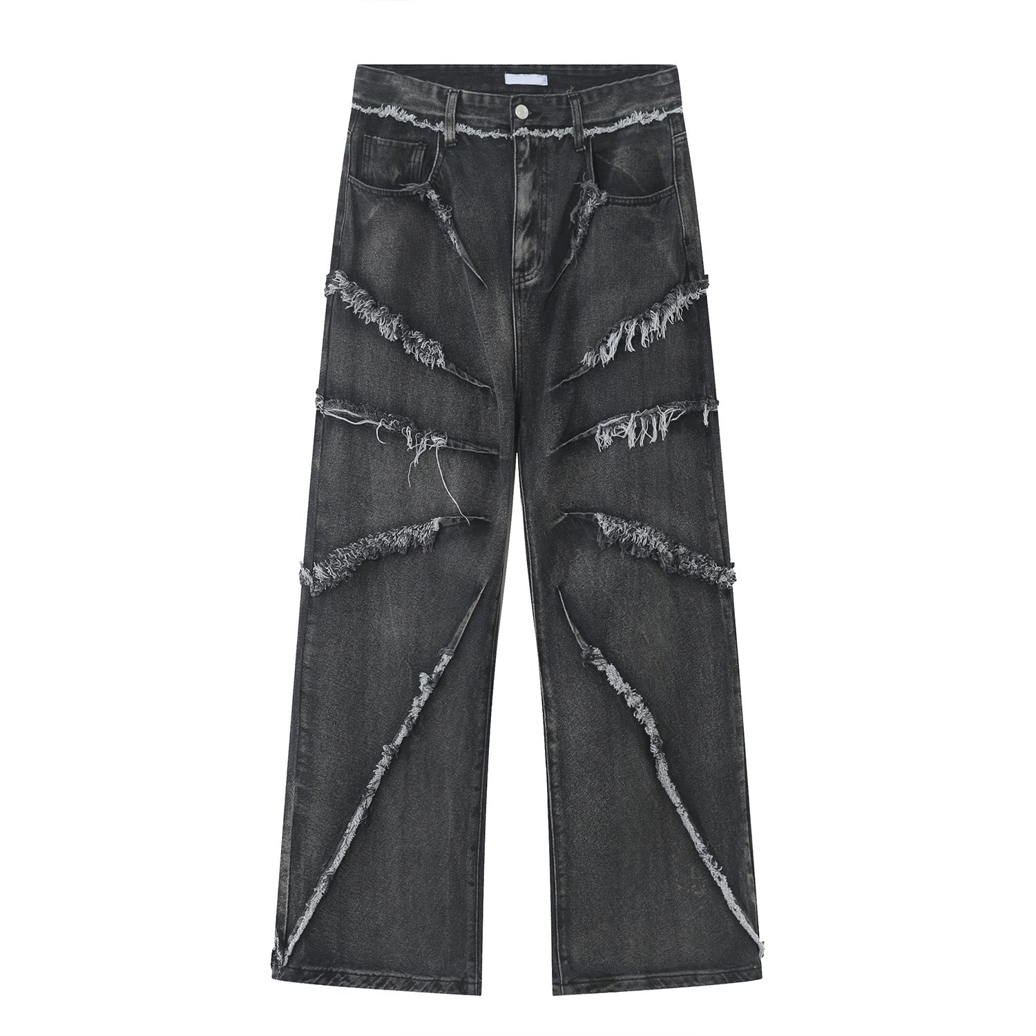 2023 european and american mens jeans new products personality trend hip hop fringed loose wide leg denim trousers unique jeans style 709