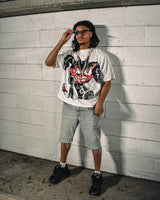 Glitchcore Vintage print – American Trendy Gothic Letter Pattern Printed Oversized T Sh