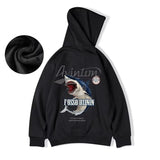 Y2K Streetwear Anime Shark Printed Hoodies For Men Autumn Oversized
