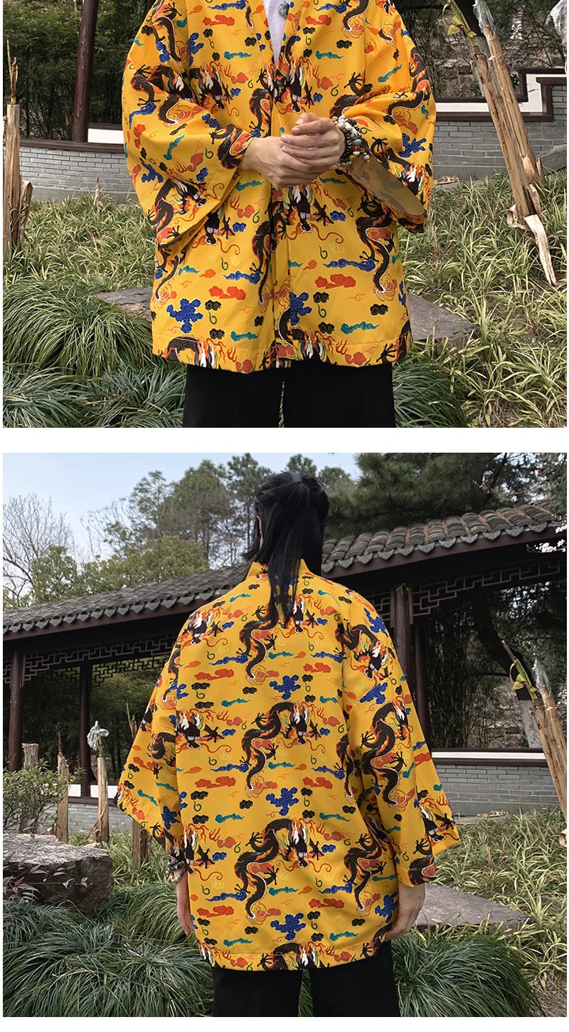 Lightweight Kimono Jacket Dragon Print Kimono Cardigan New Arrival Street Shirt Harajuku Kimono