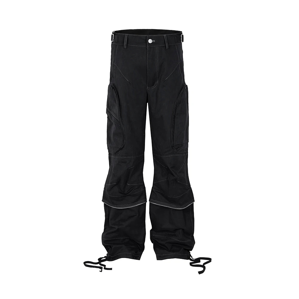 functional multi pockets overalls pantalones hombre baggy mens black cargo pants y2k streetwear loose baggy trousers oversized utility cargo pants