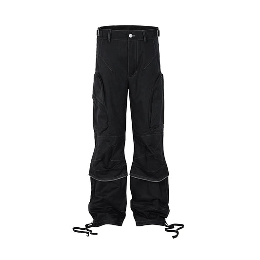 functional multi pockets overalls pantalones hombre baggy mens black cargo pants y2k streetwear loose baggy trousers oversized utility cargo pants