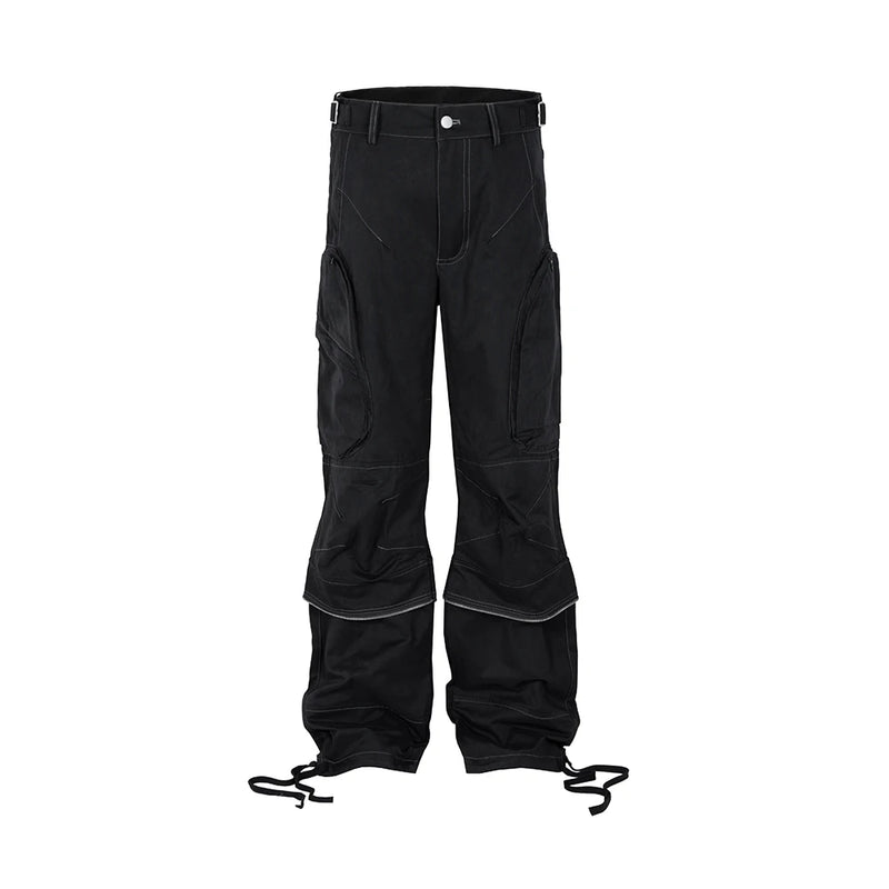 functional multi pockets overalls pantalones hombre baggy mens black cargo pants y2k streetwear loose baggy trousers oversized utility cargo pants