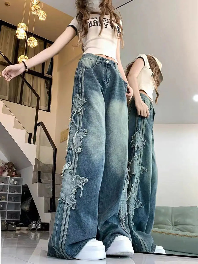 american retro high street straight leg jeans for men and women 2024 spring and autumn trend loose straight leg casual pants y2k urban skinny jeans