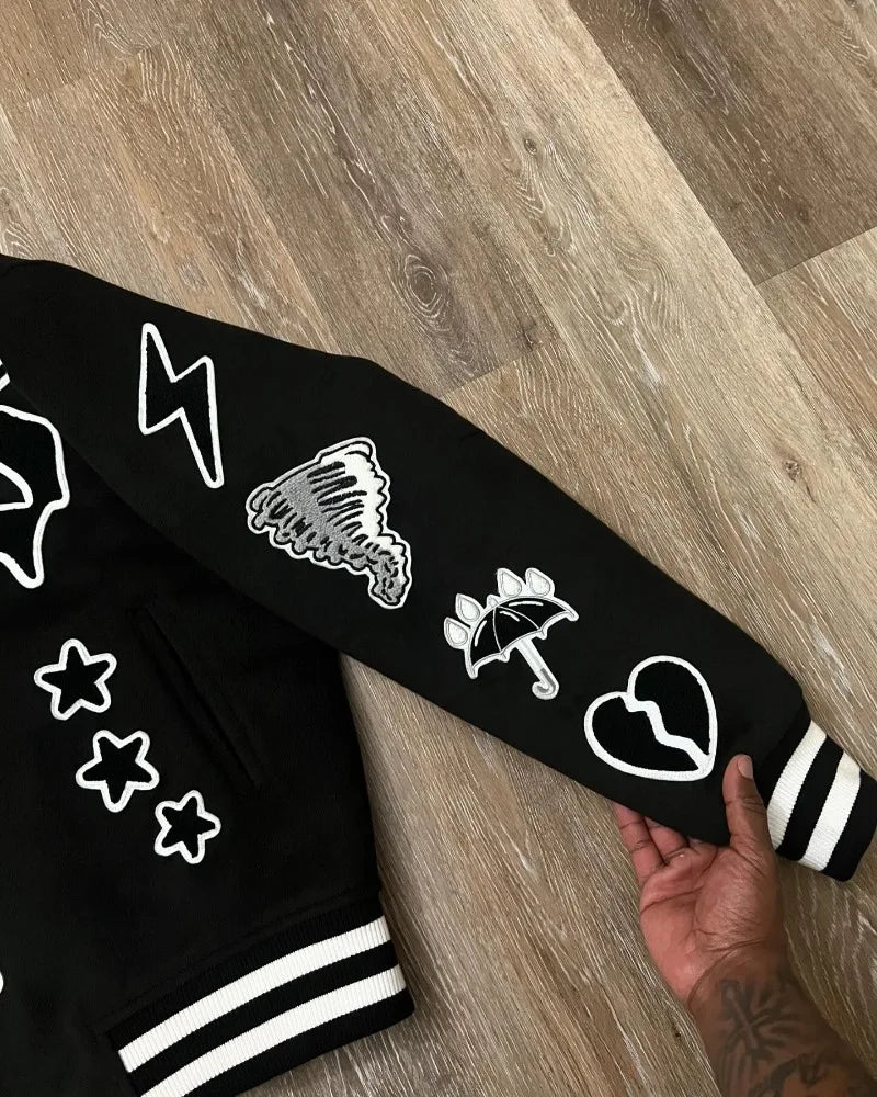 American New Trend Personality Graphics Mao Jinxiu Oversized Jacket Men's Y2K Harajuku Hip-hop Gothic Casual Joker Street Wear