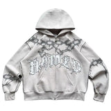 2024 American Trend Brand Printed Personality Zipper Sweatshirt Winter Hip Hop Retro Men's Women's Casual Street Cardigan Hoodie