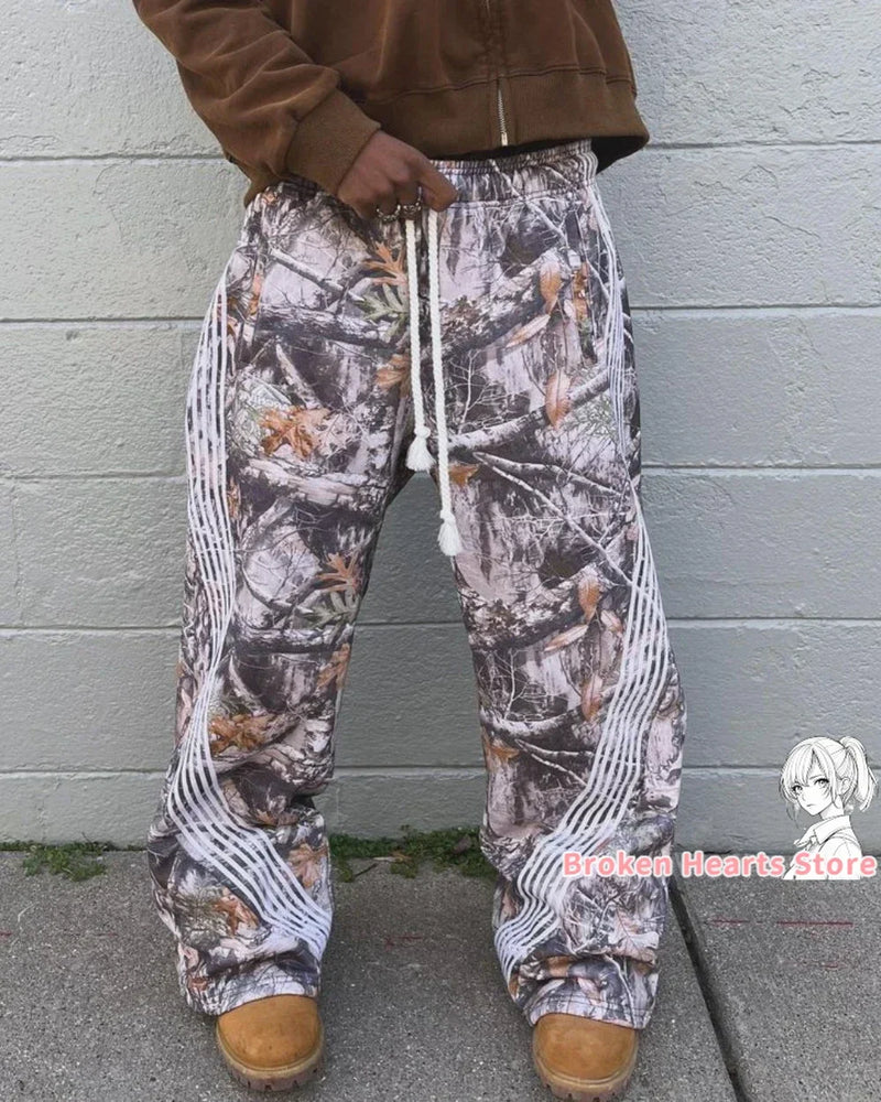 y2k retro camo graphic baggy pants gothic hip hop streetwear sweatpants casual pants womens mens elastic waist jogging trousers unique joggers style 1550