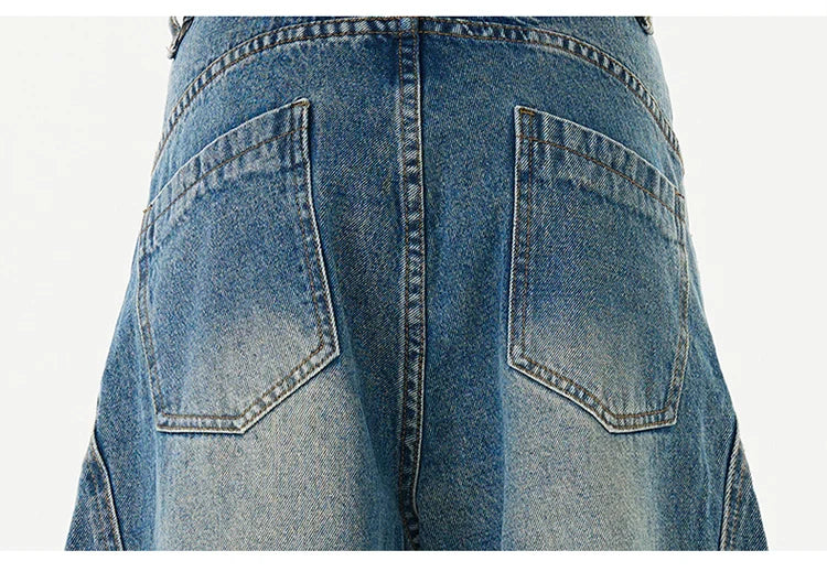 Men Women American Streetwear Vintage Washed Denim Loose Casual Wide Leg Baggy Jeans Couple Harem Jeans Trousers