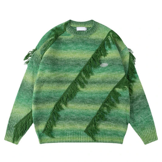 grunge pullover streetwear, modern knitwear, cozy fashion fit, stylish street outfit, modern aesthetic appeal