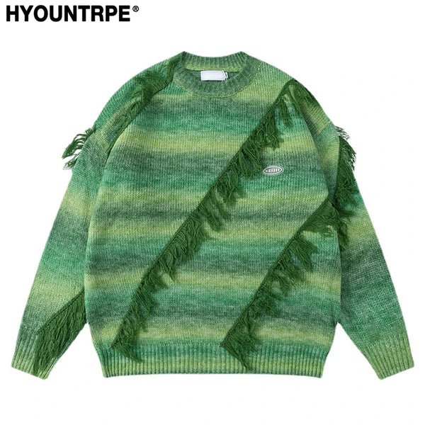 grunge pullover streetwear, modern knitwear, cozy fashion fit, stylish street outfit, modern aesthetic appeal