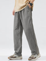2024 new linen straight baggy pants for men summer breathable wide leg trousers y2k streetwear drawstring gym pantalones hombre unique default style 3283