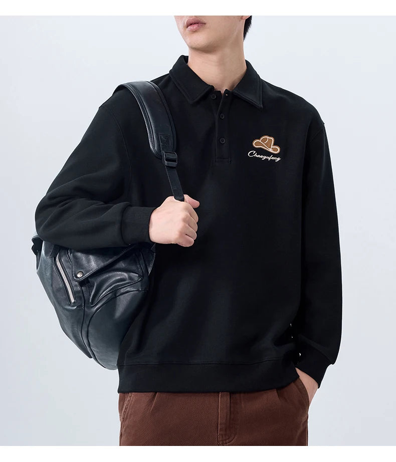 Men Embroidery Fashion Loose Casual Pullover Sweatshirt Spring Autumn