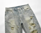 retro washed skinny jeans men pant destroyed ripped holes slim biker zipper jeans trousers fashion streetwear hip hop joggers unique joggers style 5232