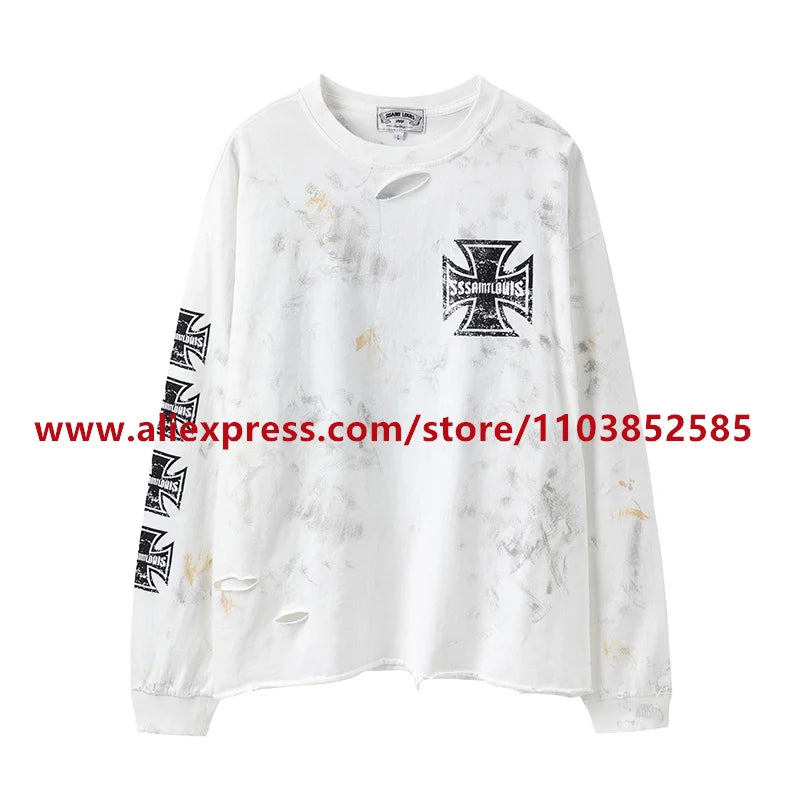 2024 Autumn Vintage American Heavy Weight Oversize Long Sleeve T Shirt