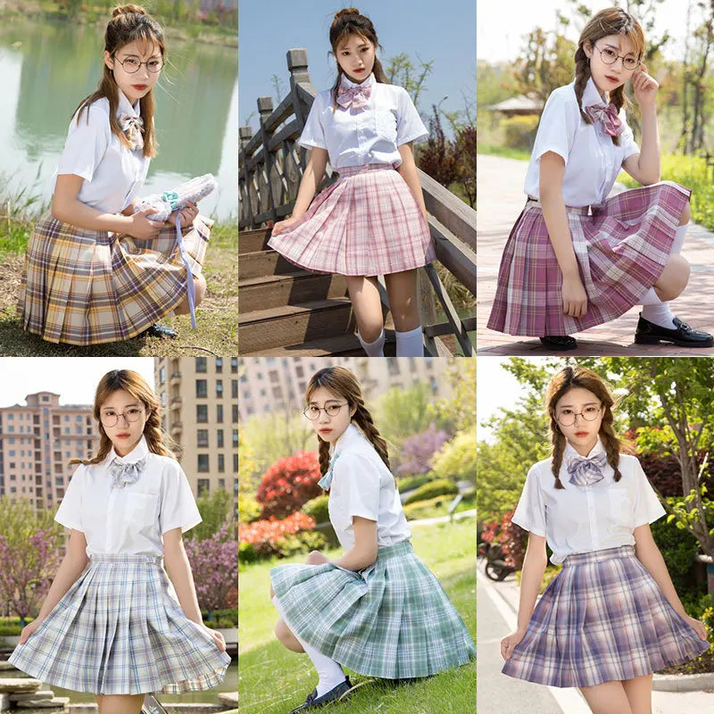 Jk Uniforms Gyaru School Uniform for Girl Student Pleated Skirt Uniform Set Women Short Sleeve Bow Tie Seifuku Japanese Style